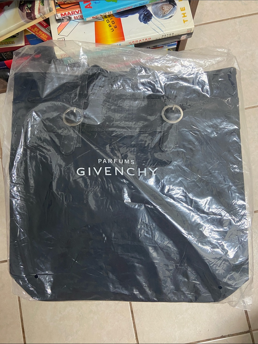 VTG 1990s NWT PARFUMS GIVINCHY Black Tote Bag w Interior Pocket 15 x 14.5 Inches